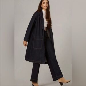 Anthropologie Coat Trench Pilcro Polished Denim Women’s size Large